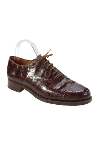 Sen Ley & Co Womens Crocodile Lace Up Oxford Shoes Brown Size 8.5