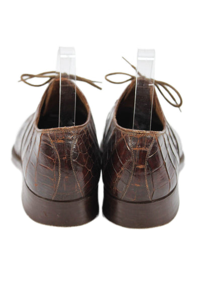 Sen Ley & Co Womens Crocodile Lace Up Oxford Shoes Brown Size 8.5