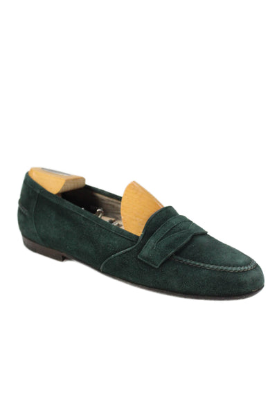 Susan Bennis Warren Edwards Womens Suede Flats Loafers Shoes Green Size 8.5D