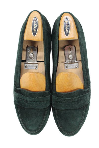 Susan Bennis Warren Edwards Womens Suede Flats Loafers Shoes Green Size 8.5D