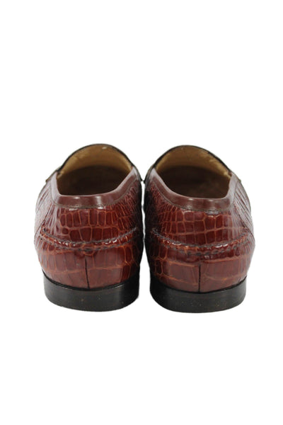 Susan Bennis Warren Edwards Mens Crocodile Skin Loafers Brown Size 8.5