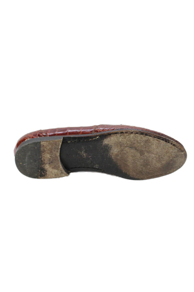 Susan Bennis Warren Edwards Mens Crocodile Skin Loafers Brown Size 8.5