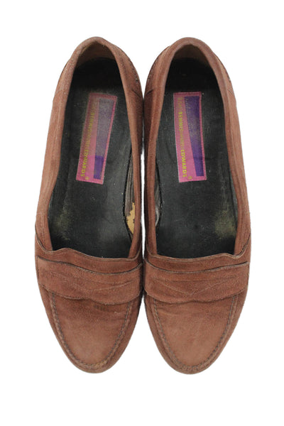 Susan Bennis Warren Edwards Mens Suede Slide On Loafers Brown Size 8.5