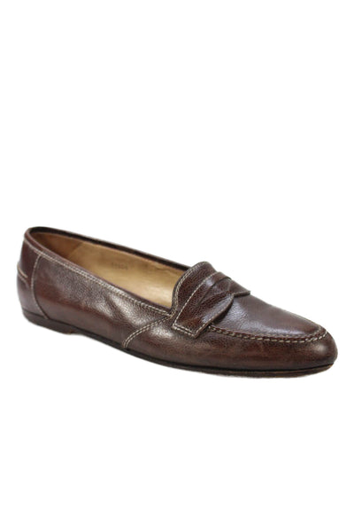 Strega Mens Leather Slide On Dress Shoe Loafers Brown Size 8.5