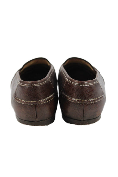 Strega Mens Leather Slide On Dress Shoe Loafers Brown Size 8.5