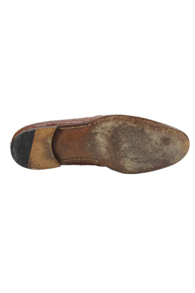 Susan Bennis Warren Edwards Mens Crocodile Skin Slide On Loafers Brown Size 8