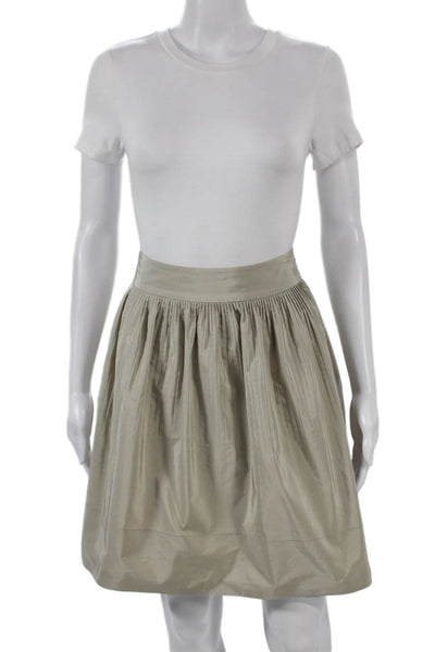 Banana Republic Women Pleated Short Beige Cotton Blend Zip Skirt Size 8