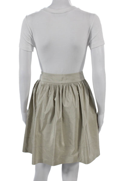 Banana Republic Women Pleated Short Beige Cotton Blend Zip Skirt Size 8