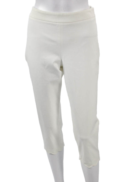 Talbots Women Cropped White Cotton Pants Zip Inseam 21 Size 6 Petite