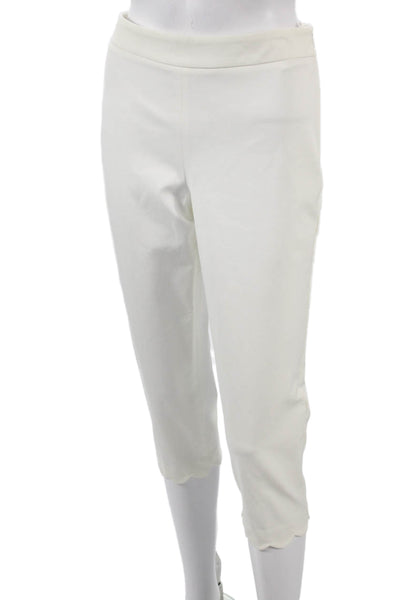 Talbots Women Cropped White Cotton Pants Zip Inseam 21 Size 6 Petite