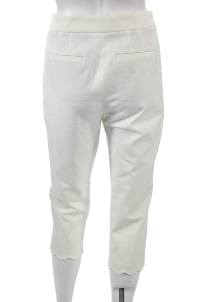 Talbots Women Cropped White Cotton Pants Zip Inseam 21 Size 6 Petite