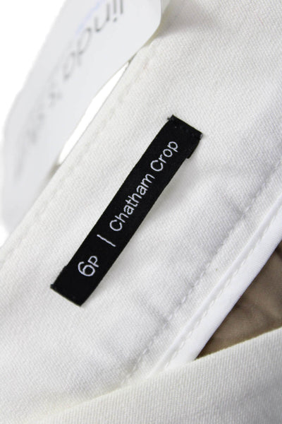Talbots Women Cropped White Cotton Pants Zip Inseam 21 Size 6 Petite