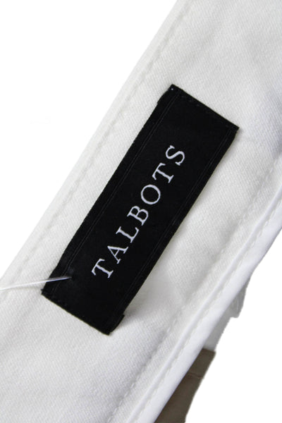 Talbots Women Cropped White Cotton Pants Zip Inseam 21 Size 6 Petite