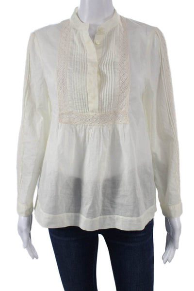 Madewell Women Basic Collared Linen Blend Button Long Sleeve Blouse Size S