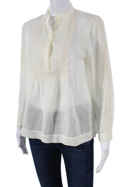 Madewell Women Basic Collared Linen Blend Button Long Sleeve Blouse Size S