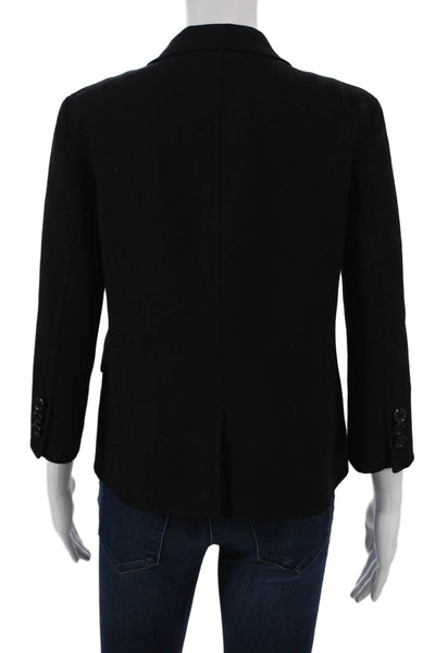 Marc Jacobs Women Basic Jacket Black Wool Blend Button 3/4 Sleeve Size 6