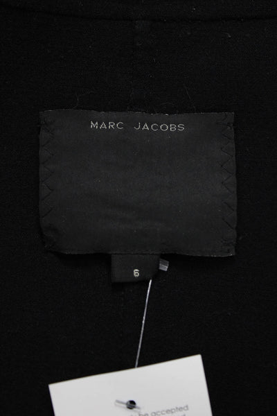 Marc Jacobs Women Basic Jacket Black Wool Blend Button 3/4 Sleeve Size 6