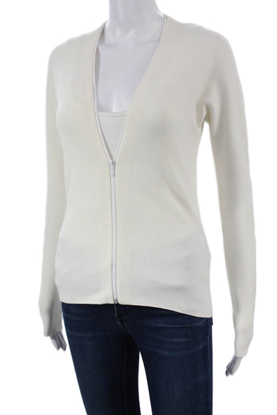 Vince Womens Cardigan V Neck Long Sleeve White Polyester Blend Size S