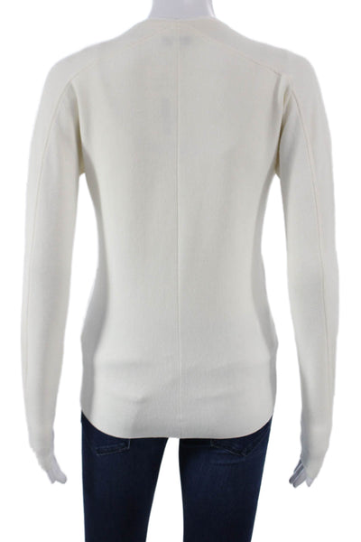 Vince Womens Cardigan V Neck Long Sleeve White Polyester Blend Size S