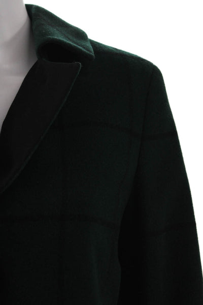 Akris Punto Womens Basic Jacket Wool Plaid Green Button Size 8