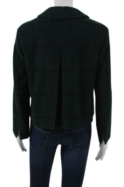 Akris Punto Womens Basic Jacket Wool Plaid Green Button Size 8