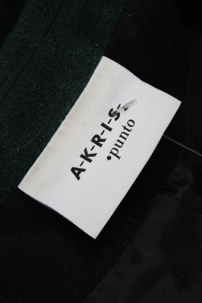 Akris Punto Womens Basic Jacket Wool Plaid Green Button Size 8