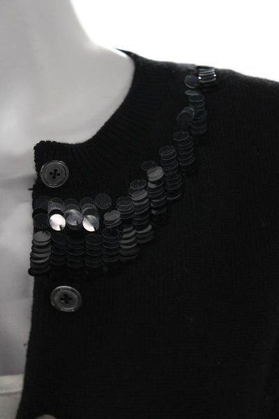 Marc Jacobs Womens Cardigan Black Wool Blend 3/4 Sleeve Size XS