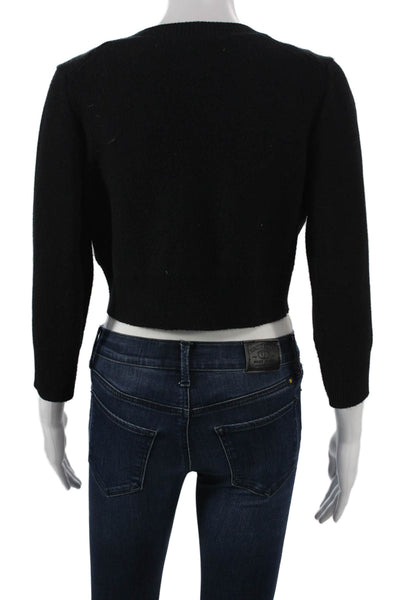 Marc Jacobs Women Basic Jacket Black Wool Blend Button 3/4 Sleeve Size 6