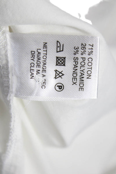 Exetera Womens Tunic White Cotton Collared Button Short Sleeve Size 38