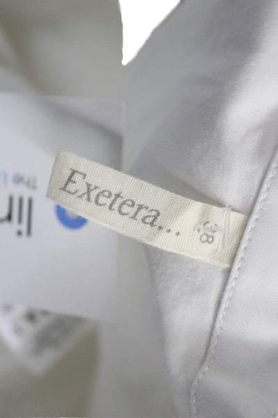 Exetera Womens Tunic White Cotton Collared Button Short Sleeve Size 38