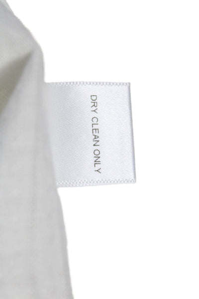 Maven West Womens Tunic Blouse White Linen V-Neck Short Sleeve Size S