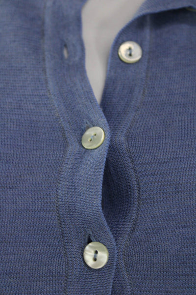 Giorgio Villa Women Blue Knit Henley Shift Dress Long Sleeve Size S