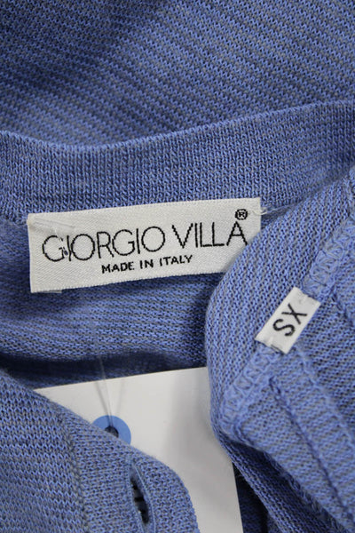 Giorgio Villa Women Blue Knit Henley Shift Dress Long Sleeve Size S