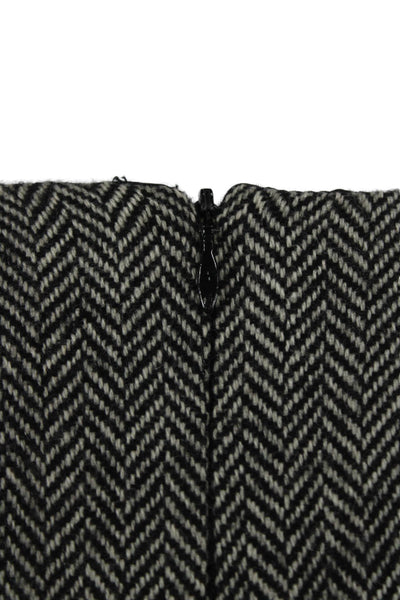 Designer Womens Wool Blend Black Shift Jacket Boat Neck Sleeveless Size M