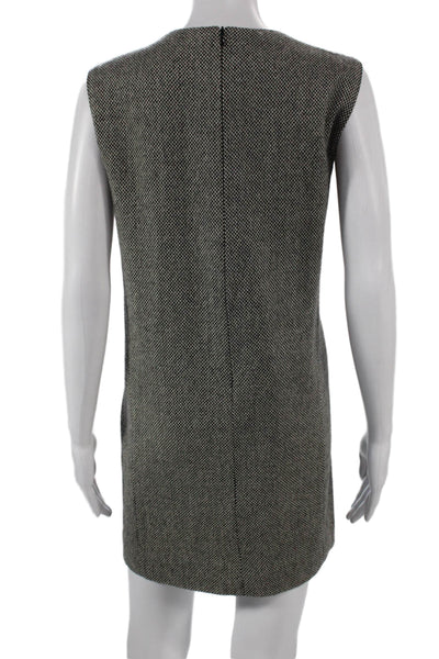 Designer Women Herringbone Shift Dress Multicolor Sleeveless Short Size M