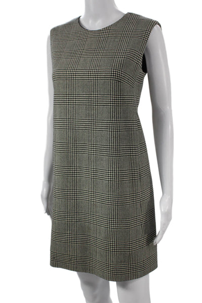 Designer Women Herringbone Shift Dress Multicolor Sleeveless Short Size M