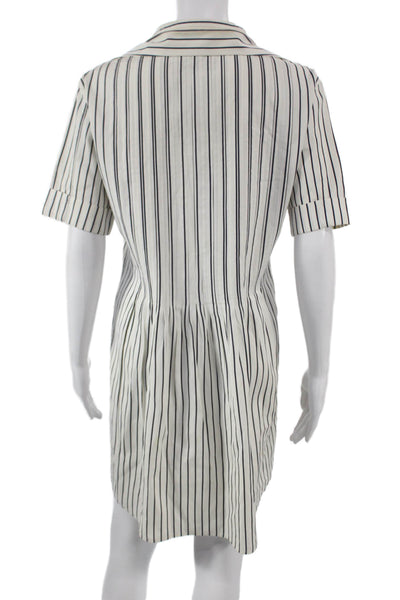 Pauw Womens Striped Shirt Dress Short Sleeve Collared White Size 3