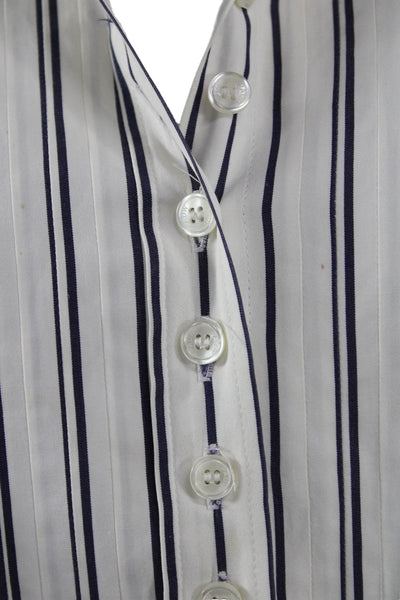 Pauw Womens Striped Shirt Dress Short Sleeve Collared White Size 3