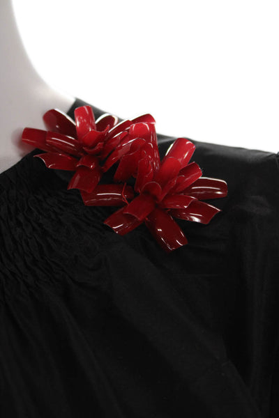 Isabella Tonchi Womens Shift Dress Black Silk Short Sleeve Size 42