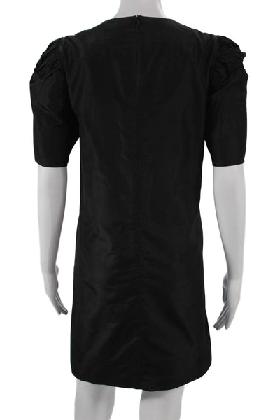 Isabella Tonchi Womens Shift Dress Black Silk Short Sleeve Size 42