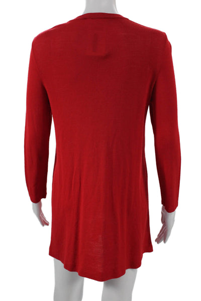 Giorgio Villa Womens Tunic Sweater Merino Wool Red Round Neck Longsleeve Size M