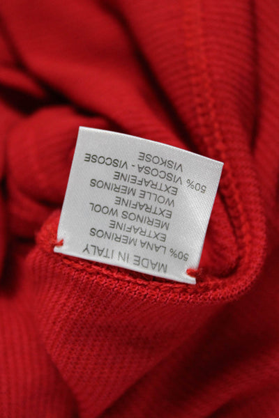 Giorgio Villa Womens Tunic Sweater Merino Wool Red Round Neck Longsleeve Size M