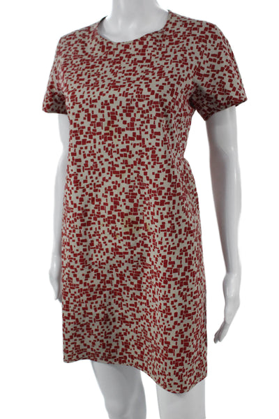 S Max Mara Women Shift Dress Beige Cotton Blend Short Sleeve Size M