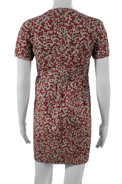 S Max Mara Women Shift Dress Beige Cotton Blend Short Sleeve Size M