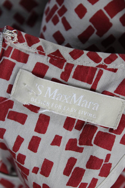 S Max Mara Women Shift Dress Beige Cotton Blend Short Sleeve Size M
