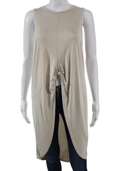 ASTR Womens Sleeveless Tunic Tank Beige Modal Crew Neck Size S
