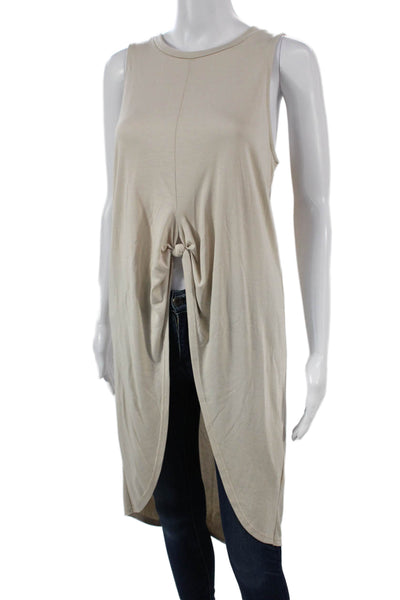 ASTR Womens Sleeveless Tunic Tank Beige Modal Crew Neck Size S