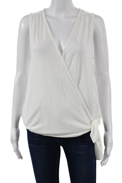 Banana Republic Womens Modal Sleeveless V Neck Tie Front Blouse White Size M