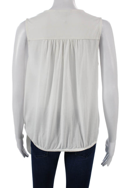 Banana Republic Womens Modal Sleeveless V Neck Tie Front Blouse White Size M