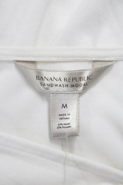 Banana Republic Womens Modal Sleeveless V Neck Tie Front Blouse White Size M